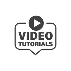 Poster - Play video tutorials icon in flat style. Education software vector illustration on isolated background. Webinar training sign business concept.