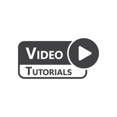 Poster - Play video tutorials icon in flat style. Education software vector illustration on isolated background. Webinar training sign business concept.