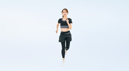 Aufkleber - スポーツウェアを着て走る女性の全身写真