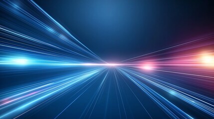 Poster - Dynamic futuristic light streaks streaming through a digital space, showcasing speed and innovation in a high-tech conceptual design