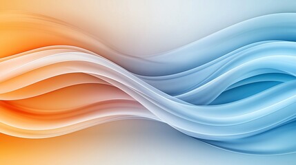 Poster - Vibrant abstract waves in orange and blue hues create dynamic motion, perfect for creative designs, backgrounds, or modern digital art projects.