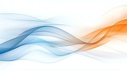 Poster - Abstract flowing waves in blue and orange tones on a white background, creating a dynamic and modern concept for design projects, presentations, or artistic inspirations.
