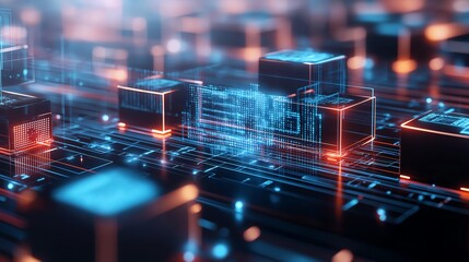 Aufkleber - Futuristic circuit board with glowing elements, showcasing digital connections