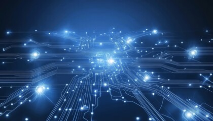 Poster - Blue Technology Circuit Board, Cybersecurity, Biometrics, Personal Identification, Data Protection