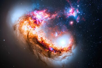 Poster - Cosmic dance of swirling galaxies and bright stars deep space visual art celestial environment cosmic perspective explosion of color