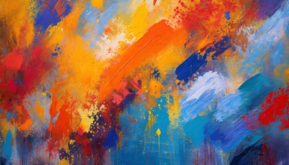 Poster - vibrant painterly texture abstract background with bold, bright brushstrokes and contrasting colors 