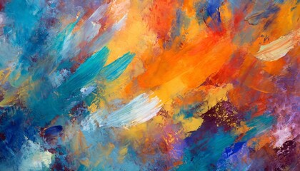 Poster - vibrant painterly texture abstract background bold brushstrokes in contrasting colors for dynamic vi