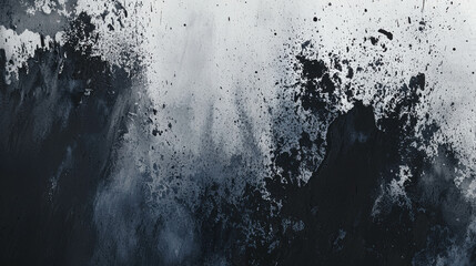 Poster - Monochrome Abstract Design with Rough Texture and Organic Elements in Black and White