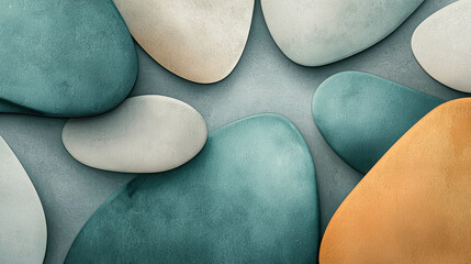 Aufkleber - Abstract Organic Forms in Irregular Shapes Resembling Pebbles on Surface