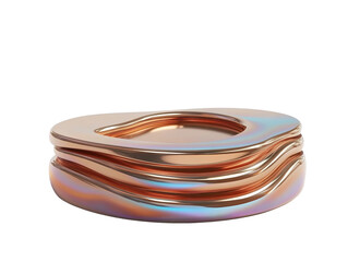 Poster - 3D Rendered Bronze Podium with Fluid Holographic Finish on transparent Background