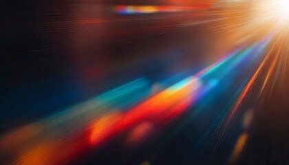 Poster - captivating rays of motion a stunning blur of light with rainbow glares and defocused red, blue, and