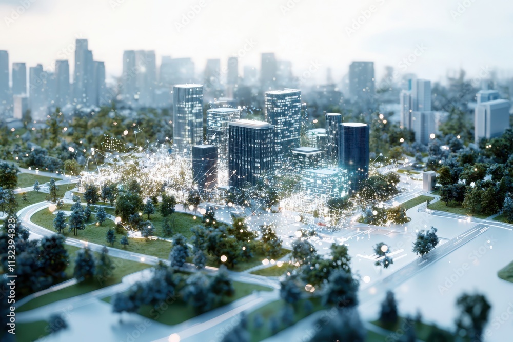 Visualizing smart city connectivity digital map overlaying urban ...