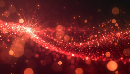 Poster - Captivating Red Glow Particle Abstract Bokeh Background A Stunning Visual Experience of Vibrant Light and Colorful Bokeh Effects for Creative Projects and Designs