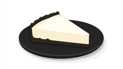 Wall Mural - Cheesecake with smooth surface on a round plate and crumbly base, Food Digital Art