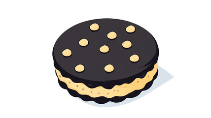 Wall Mural - Single shortbread cookie on a flat surface, showing its uniform shape, Food Digital Art