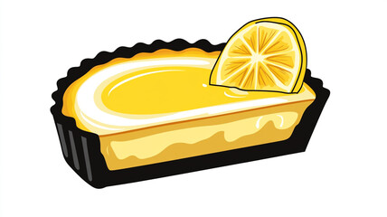 Poster - Tart with firm base, filled with lemon mixture, topped with a thin glaze, Food Digital Art