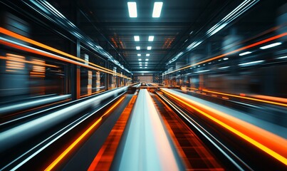 Aufkleber - Abstract representation of dynamic industrial movement with light streaks.