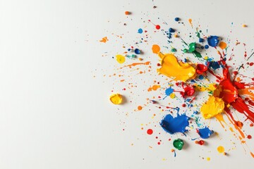 Poster - Artistic paint splash display art studio canvas artwork neutral backdrop dynamic perspective colorful creativity for enhanced visual appeal