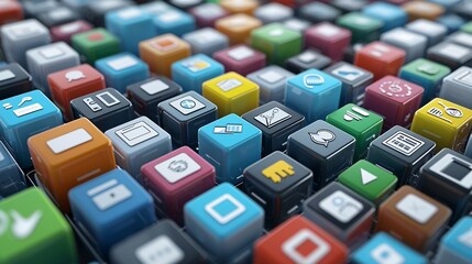 Poster - a vibrant digital solutions interface showing multiple interconnected applications