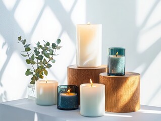 Poster - Minimalist candle still life artistic arrangement for inviting home decor