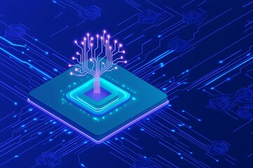 Poster - AI-powered innovation, advanced technology concepts, machine learning in real-world applications, glowing aesthetics
