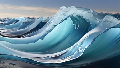 Poster - shimmering oceanic dreams an abstract futuristic d texture of waves frozen in time, capturing the et
