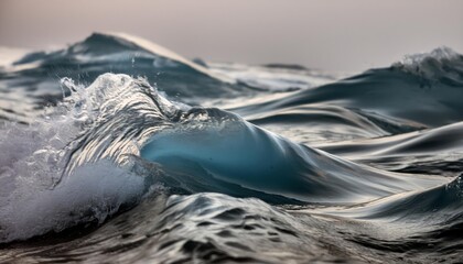 Poster - shimmering oceanic dreams a stunning abstract representation of waves frozen in time, captured in a 