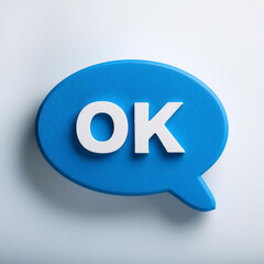 Leinwandbilder - Blue speech bubble with text OK on white background.