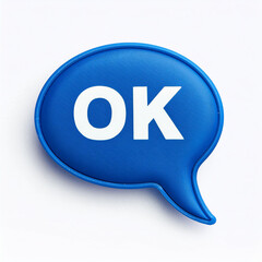 Leinwandbilder - Blue speech bubble with text OK on white background.