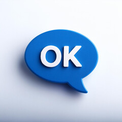Leinwandbilder - Blue speech bubble with text OK on white background.