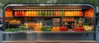© Almahyra - Colorful juice bar stand with fresh fruits and vegetables.