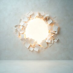 Poster - Surreal Book Circle Glowing in a Minimalist Space