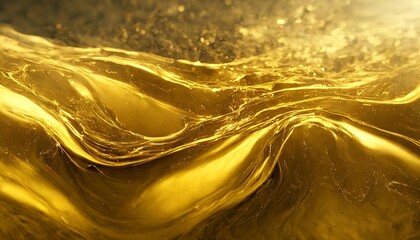 Poster - spectacular abstract glistening golden solid liquid waves a mesmerizing display of liquid gold and s