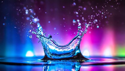 Poster - A Captivating Splash of Water on a Vibrant Neon Light Background An Artistic Exploration of Fluid Dynamics and Colorful Illumination in Generative AI Artistry