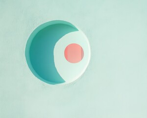 Aufkleber - Subtle Pastel Shadows on Minimalistic Wall with Circular Window Highlights Gentle Reflection