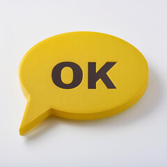 Leinwandbilder - Yellow speech bubble with text OK on white background.
