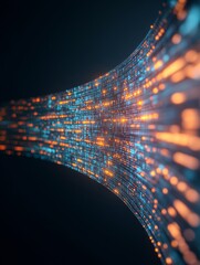 Aufkleber - Futuristic Cybersecurity Seminar Room with Glowing Data Trails and Reflective Surfaces