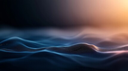 Aufkleber - Flowing blue and white neon lines create a captivating abstract background, converging towards a central point with a grid pattern hinting at modern data concepts