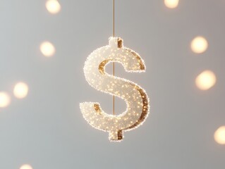 Poster - Glowing Dollar Symbol Amidst Sparkling Holiday Lights in Minimalist Financial Design