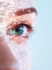 Poster - Captivating Eye Reflects Digital Holiday Imagery with Glowing Patterns