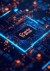 Fototapete - Futuristic Crypto Trends Sleek Metallic Script on Glowing Blockchain Background