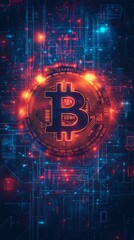 Aufkleber - Futuristic Cryptocurrency Seminar Flyer with Glowing Bitcoin Graphic