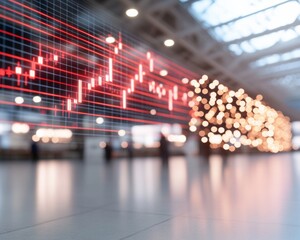 Poster - Futuristic Trading Floor with Digital Graphs and Brokers Under Glowing Lights