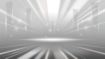 Leinwandbilder - Abstract technology white gray background Hi-tech communication concept, technology, digital business, innovation, science fiction scene vector illustration with copy-space.