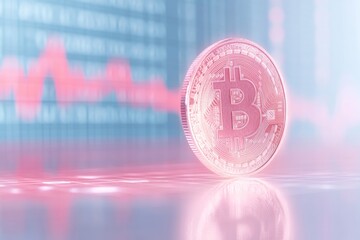 Poster - Futuristic Cryptocurrency Concept with Neon Light Trails and Blockchain Grid