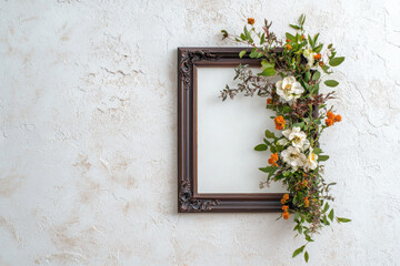 Poster - Captivating spring flower arrangement textured wall artistic display framed artwork eye-catching focus on nature's beauty