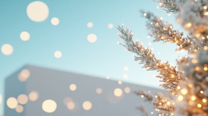 Poster - Festive Winter Wonderland with Glittering Christmas Tree and Soft Abstract Lights