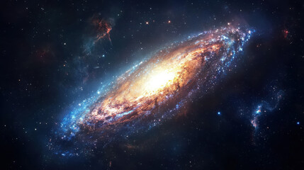 Poster - Swirling galaxies and cosmic dust in space celestial artwork vibrant colors cosmic environment stellar viewpoint artistic representation