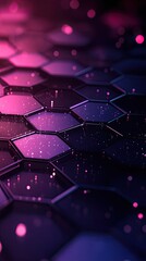 Poster - Abstract Hexagonal Pattern with Pink and Purple Lights