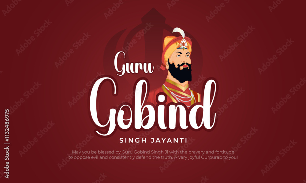 Happy Guru Gobind Singh Jayanti Banner and Greeting Card. Birthday ...
